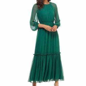 Gal Meets GLAM GEORGETTE Long Sleeve Chiffon Maxi Dress